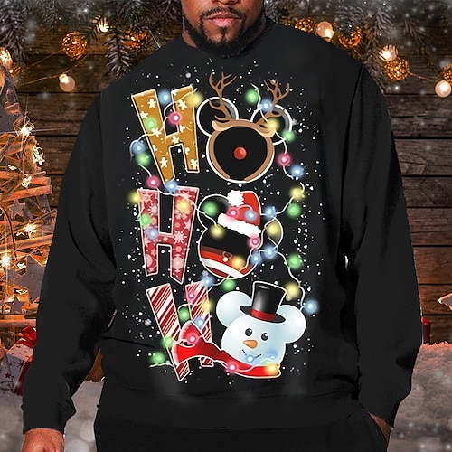 

Men's Plus Size T shirt Tee Big and Tall Graphic Crew Neck Long Sleeve Spring & Fall Basic Fashion Streetwear Comfortable Casual Sports Tops