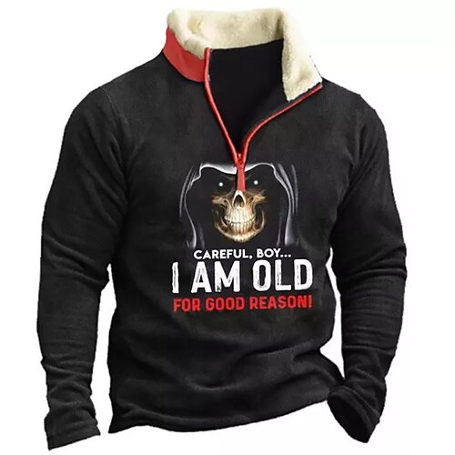 

Men's Zip Up Sweatshirt Pullover Black Yellow Half Zip Skull Graphic Prints Zipper Print Daily Sports Going out 3D Print Basic Casual Thin fleece Winter Clothing Apparel Hoodies Sweatshirts
