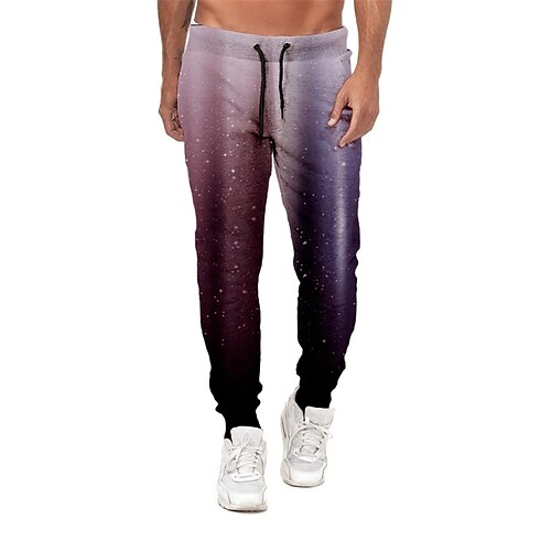 

Men's Sweatpants Joggers Trousers Drawstring Elastic Waist 3D Print Graphic Prints Comfort Sports Outdoor Casual Daily Streetwear Designer Purple Rainbow Micro-elastic