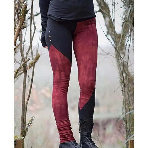 

Dame Strømpebukser Leggins Rød Gade Afslappet / Hverdag Fuld længde Mavekontrol Farveblok S M L XL 2XL