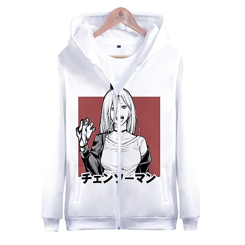 

Inspired by Chainsaw Man Power Cartoon Manga Outerwear Anime Front Pocket Graphic Outerwear For Men's Women's Unisex Adults' 3D Print 100% Polyester Casual Daily