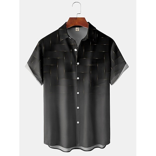 

Hombre Camisa Degradado Estampados Cuello Vuelto Negro Impresión 3D Exterior Calle Mangas cortas Abotonar Estampado Ropa Moda Design Casual Suave