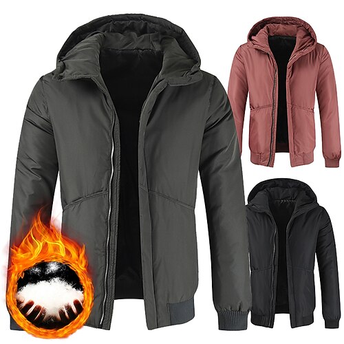 

Men's Puffer Jacket Winter Jacket Quilted Jacket Winter Coat Warm Work Daily Wear Pure Color Outerwear Clothing Apparel Casual Casual Daily Lotus Black Gray