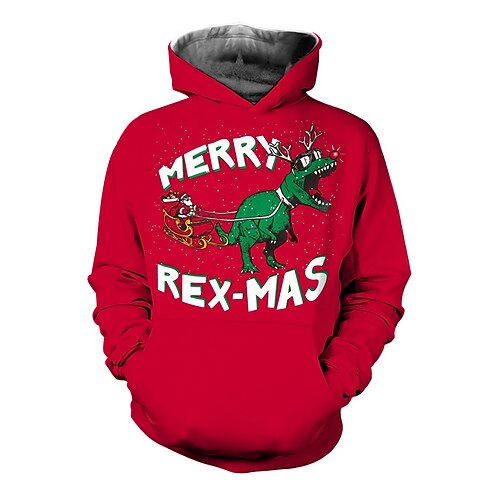 

Kids Boys Christmas Hoodie Pullover Animal Letter Dinosaur Long Sleeve Pocket Children Top Christmas Gifts Hoodie Fashion Daily Red Winter 7-13 Years