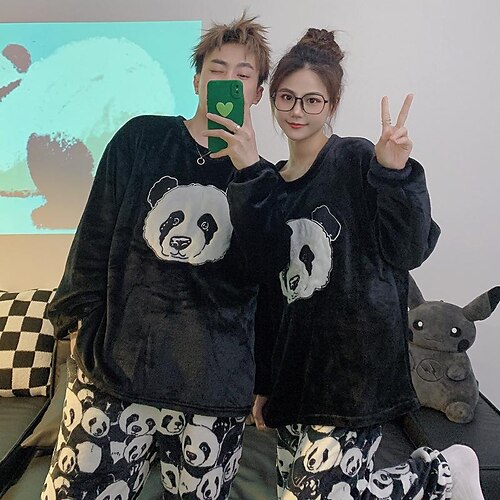 

Adults' Kigurumi Pajamas Panda Animal Onesie Pajamas Flannel Cosplay For Men's Women's Christmas Animal Sleepwear Cartoon Festival / Holiday Costumes
