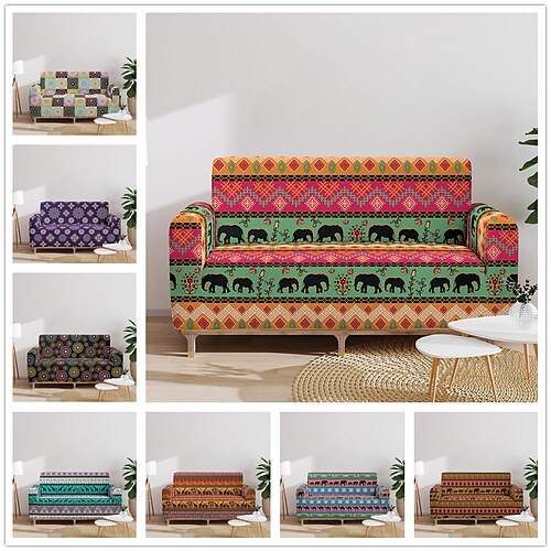 

Bohemian Printed Sofa Cover Elastic Soft Durable Sofa Cover 1 Piece of Brushed Polyester Washable Furniture Protective Cover Suitable for Armchair Seat/Double Seat Sofa/Single Sofa/Three Seat Sofa