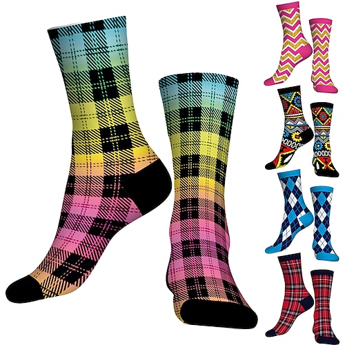 

Socks Compression Socks Cycling Socks Athletic Socks Funny Socks Novelty Socks Men's Women's Bike / Cycling Breathable Anatomic Design Wearable 1 Pair Plaid Checkered Cotton Black Yellow Rosy Pink S