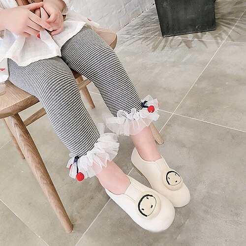 

Toddler Girls' Leggings Stripe Fashion Outdoor Cotton 3-7 Years Fall Gray