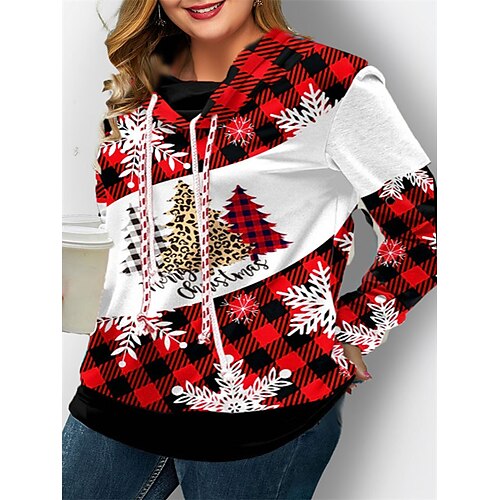 

Women's Plus Size Christmas Tops Pullover Sweatshirt Deer Snowman Print Long Sleeve V Neck Streetwear Casual Holiday Daily Polyester Winter Fall Blue Dark Red