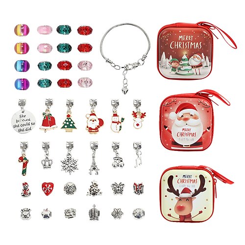 

Jewelry Gift Box Set Large Hole Beaded Bracelet Female diy Colorful Crystal Christmas Cartoon Children's Bracelet