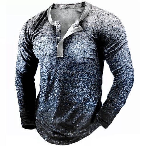 

Men's Plus Size Henley Shirt Big and Tall Graphic Henley Long Sleeve Spring & Fall Basic Fashion Streetwear Comfortable Casual Sports Tops