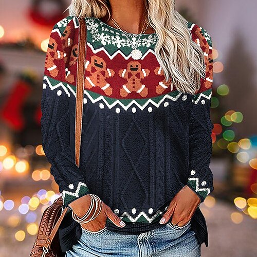 

Women's Sweatshirt Pullover Streetwear Black Graphic Christmas Round Neck Long Sleeve S M L XL 2XL 3XL