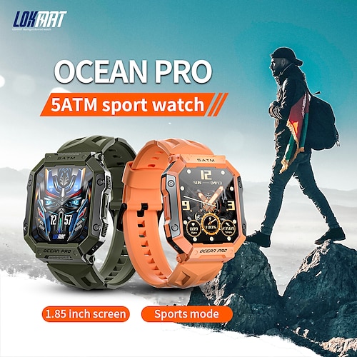 

LOKMAT OCEAN PRO Smart Watch 1.83 inch Smartwatch Fitness Running Watch Bluetooth Pedometer Call Reminder Activity Tracker Compatible with Android iOS Women Men Waterproof Long Standby Message