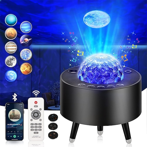 

Galaxy Projector 4 in 1 Planet Night Light Star Projector Remote Control Bluetooth Speaker White Noises Christmas Bedroom Decor