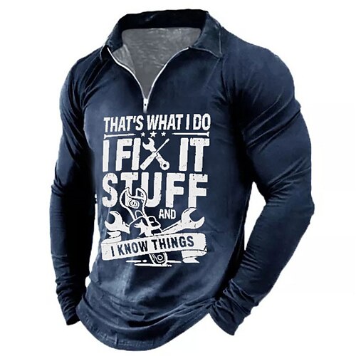 

Men's Collar Polo Shirt Golf Shirt Letter Graphic Prints Turndown Green Black Blue Red Gray 3D Print Outdoor Street Long Sleeve Zipper Print Clothing Apparel Fashion Designer Casual Soft