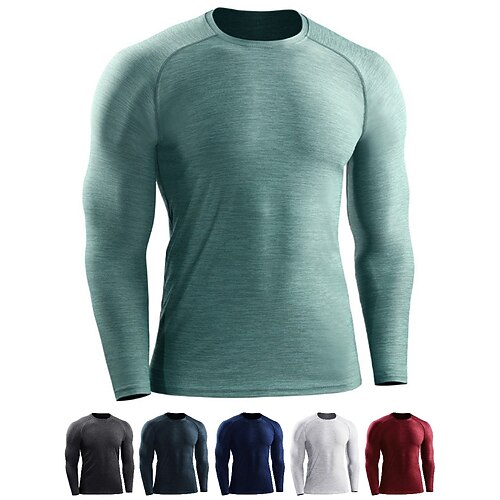 

Men's Workout Shirt Running Shirt Long Sleeve Top Athletic Athleisure Winter Breathable Quick Dry Soft Running Jogging Training Sportswear Activewear Solid Colored Dark Green Sage Dark Navy