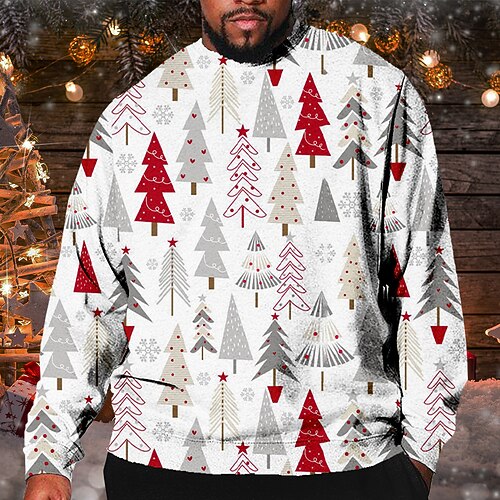 

Men's Plus Size T shirt Tee Big and Tall Graphic Crew Neck Long Sleeve Spring & Fall Basic Fashion Streetwear Comfortable Christmas Casual Tops