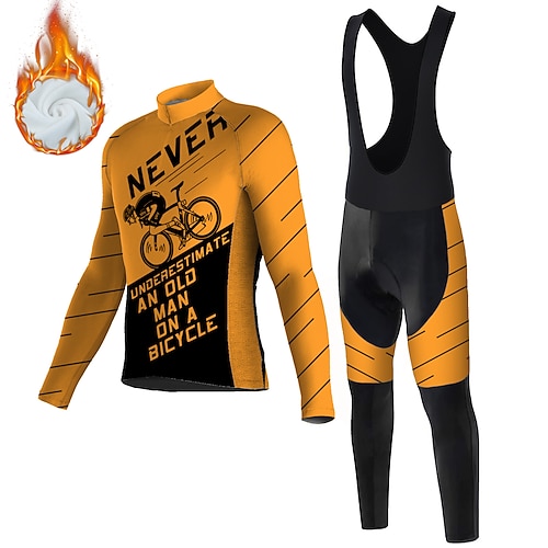 

Men's Long Sleeve Cycling Jersey with Bib Shorts Blue Bike 3D Pad Breathable Quick Dry Sports Graphic Clothing Apparel