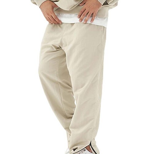 

Men's Joggers Trousers Casual Pants Zipper Pocket Elastic Waist Solid Color Quick Dry Daily Holiday Streetwear Stylish Black Beige Micro-elastic