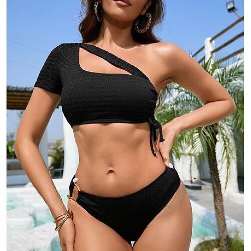 

Women's Swimwear Bikini 2 Piece Normal Swimsuit Slim Plain Multi Color Black Camisole Strap Bathing Suits New Vacation Fashion / Sexy