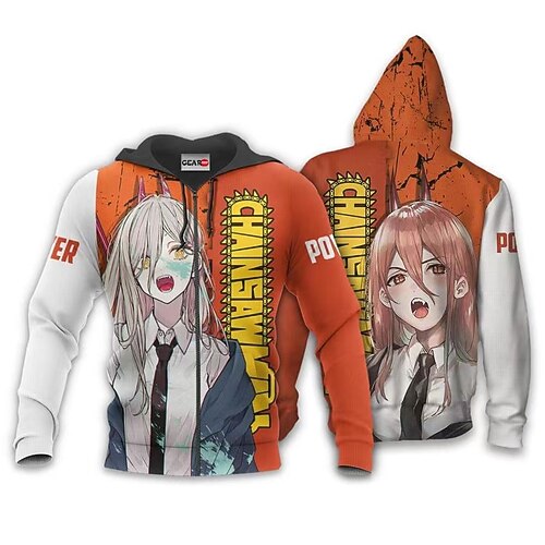 

Inspired by Chainsaw Man Denji Pochita Cartoon Manga Outerwear Anime Front Pocket Graphic Outerwear For Men's Women's Unisex Adults' 3D Print 100% Polyester Casual Daily