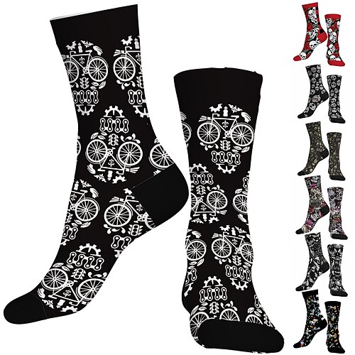 

Socks Cycling Socks Funny Socks Novelty Socks Men's Women's Bike / Cycling Breathable Soft Comfortable 1 Pair Graphic Cotton Black Rough Black Red S M L