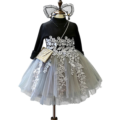

Kids Girls' Dress Floral A Line Dress Knee-length Dress Performance Cotton Long Sleeve Active Dress 3-7 Years Winter Black / Fashion / Fall