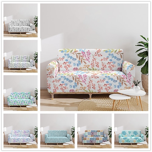 

Stretch Sofa Cover Slipcover Elastic Sectional Couch Armchair Loveseat 4 or 3 seater Floral Flower Dustprof Soft Durable Washable