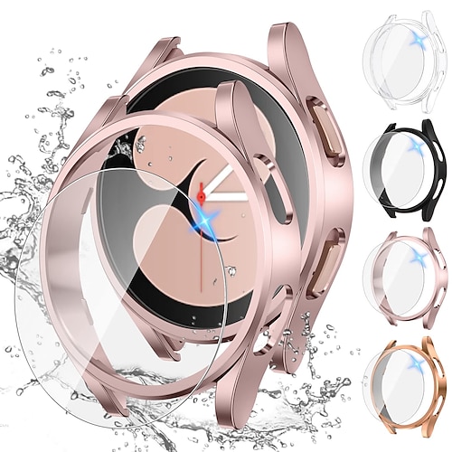 

[44pack] for samsung galaxy watch 4 skjermbeskytter og etui 40 mm, anti-dugg herdet glass beskyttelsesfilm og hard pc-støtfanger, sett med frontdeksel watch4 (40 mm, klart/svart/rosa gull/rosa gull)