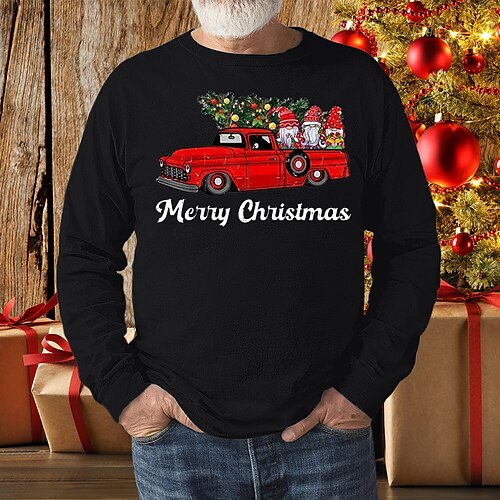 

Men's T shirt Tee Graphic Tees Christmas t shirts Letter Santa Claus Crew Neck Wine Black Blue Dark Gray White Christmas Casual Long Sleeve Clothing Apparel Fashion Streetwear Casual
