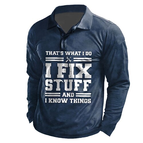 

Men's Polo Shirt Golf Shirt Letter Graphic Prints Turndown Green Black Blue Brown Gray 3D Print Outdoor Street Long Sleeve Button-Down Print Clothing Apparel Fashion Designer Casual Soft