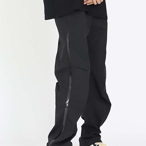 

Men's Trousers Casual Pants Zipper Elastic Waist Solid Color Daily Holiday 100% Cotton Streetwear Stylish Black Micro-elastic