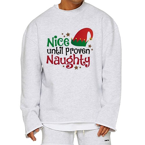 

Men's Sweatshirt Gray White Crew Neck Letter Ugly Christmas Print Sports & Outdoor Casual Sports Hot Stamping Basic Sportswear Casual Spring Fall & Winter Clothing Apparel Hoodies Sweatshirts
