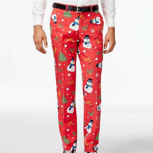 

Men's Christmas Pants Joggers Chinos Trousers Pocket 3D Print Snowman Graphic Prints Christmas Comfort Soft Office Business Basic Fashion Gradient red Black