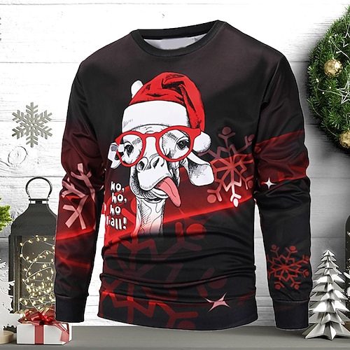 

Men's Unisex Sweatshirt Pullover Red Crew Neck Animal Graphic Prints Print Christmas Daily Sports 3D Print Streetwear Designer Casual Spring & Fall Clothing Apparel Hoodies Sweatshirts Long Sleeve