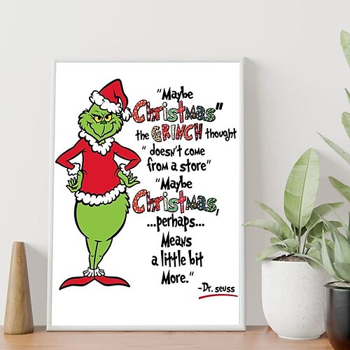 

1 Panel Grinch Christmas Prints Posters Wall Art Modern Picture Home Decor Wall Hanging Gift Rolled Canvas Unframed Unstretched