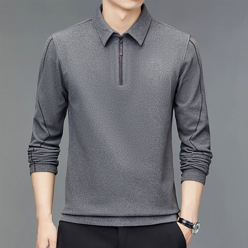 

Men's Golf Shirt Solid Colored Turndown Black Blue Camel Red Gray Daily Holiday Long Sleeve Zipper Clothing Apparel Simple Casual Comfortable