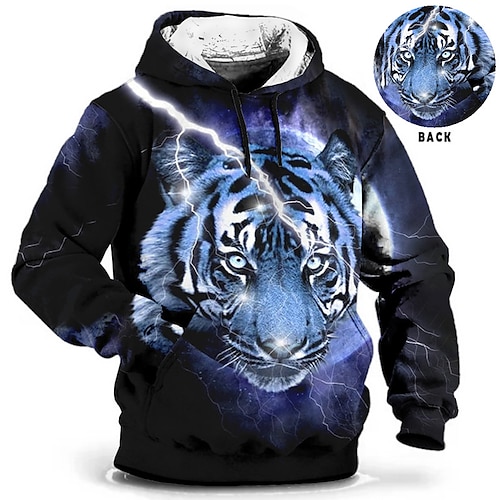 

Men's Plus Size Pullover Hoodie Sweatshirt Big and Tall Animal Hooded Long Sleeve Spring & Fall Basic Fashion Streetwear Comfortable Work Daily Wear Tops