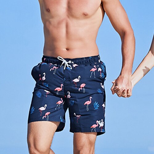 

Men's Swim Shorts Swim Trunks Board Shorts Pocket Drawstring Elastic Waist Graphic Flamingo Comfort Breathable Short Casual Daily Holiday Classic Style Casual / Sporty Navy Blue Micro-elastic