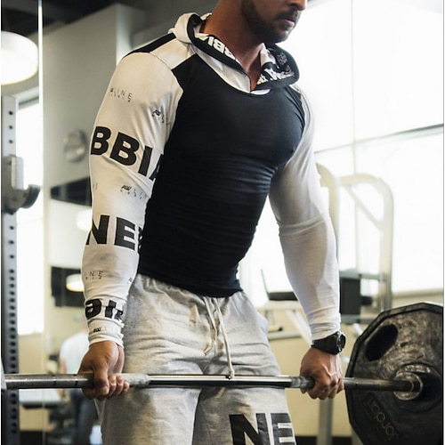 

Men's Workout Shirt Running Shirt Patchwork Long Sleeve Top Athletic Athleisure Winter Cotton Breathable Soft Sweat wicking Running Jogging Training Sportswear Activewear Color Block Black Burgundy