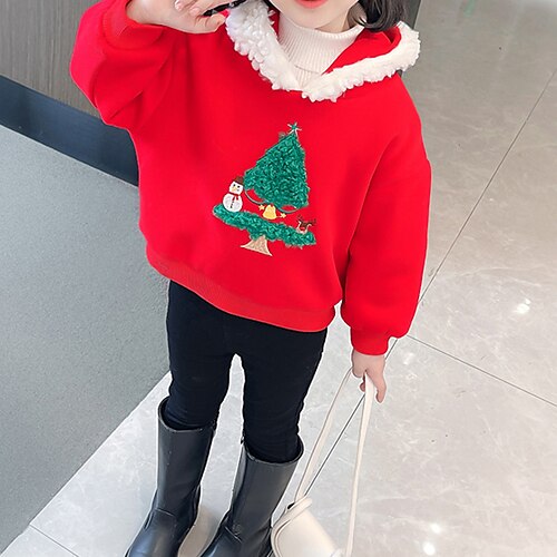 

Toddler Girls' Hoodie Ugly Christmas Gifts Long Sleeve Fashion 3-7 Years Winter Red