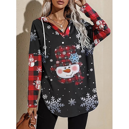 

Snowman Masquerade Hoodie Women's Christmas Christmas Carnival Masquerade Adults' Christmas New Year Eve Polyester Top