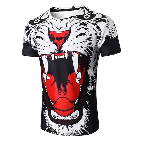 

Men's T shirt Tee Animal Graphic Prints Crew Neck Black / White Black 3D Print Outdoor Street Short Sleeve Print Clothing Apparel Sports Designer Casual
