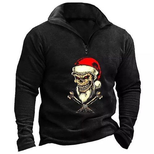 

Men's Zip Up Sweatshirt Pullover Black Half Zip Skull Graphic Prints Zipper Print Christmas Daily Sports 3D Print Basic Designer Casual Spring & Fall Clothing Apparel Hoodies Sweatshirts