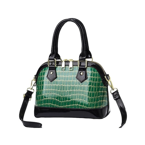 

Women's Leather Bag Dome Bag Shoulder Bag Handbag PU Leather Zipper Print Shopping Daily Black / White Green Black Pink