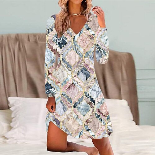 

Women's Casual Dress T Shirt Dress Tee Dress Shift Dress Mini Dress Pink Khaki Long Sleeve Floral Pocket Winter Fall Spring V Neck Fashion Daily 2022 S M L XL XXL 3XL