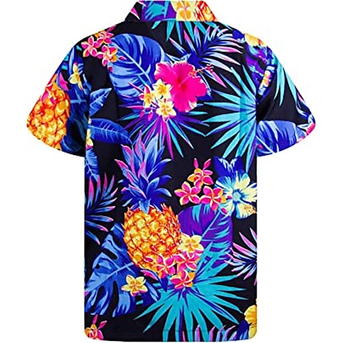 

Men's Shirt Floral Graphic Prints Turndown Navy Blue 3D Print Outdoor Street Short Sleeve Button-Down Print Clothing Apparel Tropical Designer Casual Hawaiian