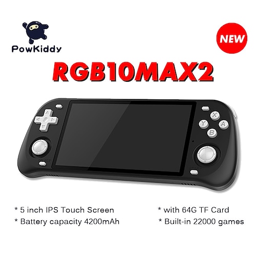 

Powkiddy RGB10MAX2 Handheld Retro Game Console Portable Game Players 64GB TF Card 22000 Games Built-in WiFi 5 IPS Screen