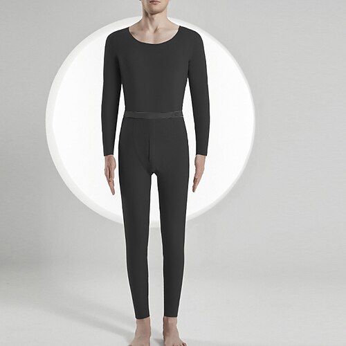 

Men's Thermal Underwear Sleepwear Thermal Set Pure Color Basic Fashion Comfort Home Polyester Warm Crew Neck Long Sleeve Pant Elastic Waist Winter Fall Black Blue