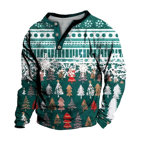 

Men's Sweatshirt Pullover Green Blue Purple Christmas Tree Graphic Prints Print Christmas Casual Daily 3D Print Basic Streetwear Designer Spring Fall Clothing Apparel Hoodies Sweatshirts